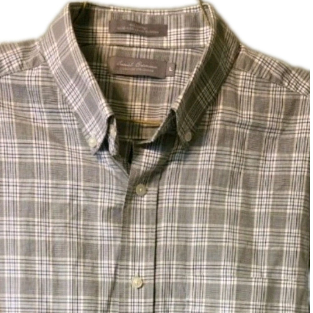 Daniel Cremieux Signature Collection Mens Grey Plaid Short Sleeve Shirt Large
